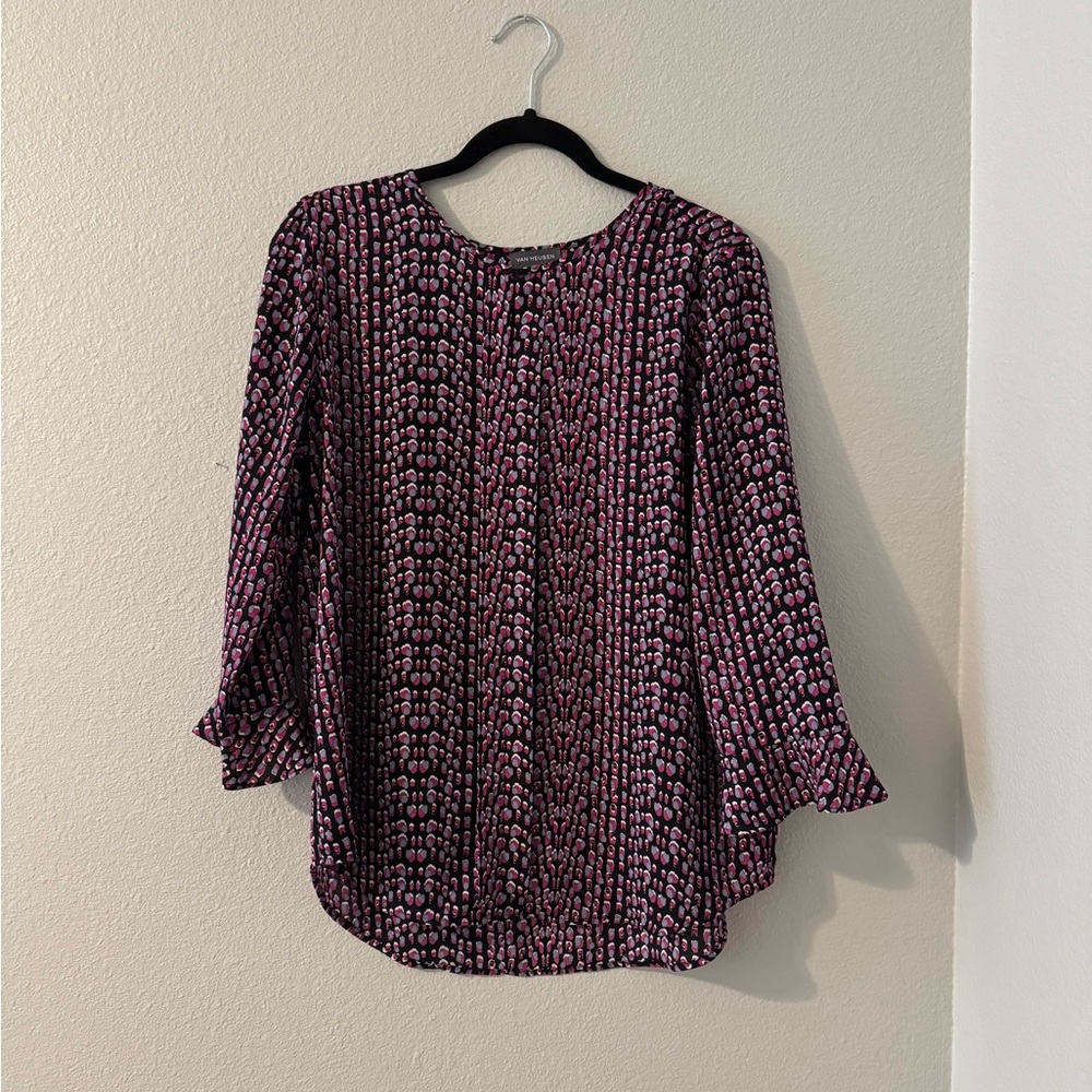 Van Heusen Purple and Black Patterned Blouse